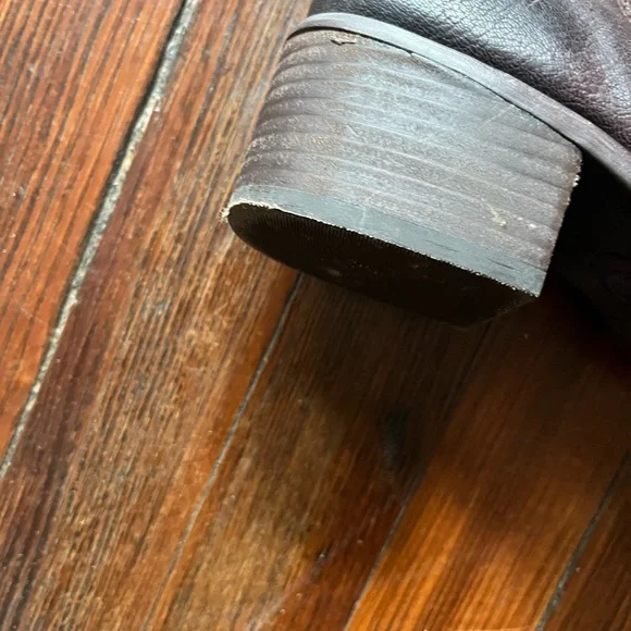 Lucky Brand Hackett Dark Brown Tall Distressed Riding  Boots - Picture 3 of 13